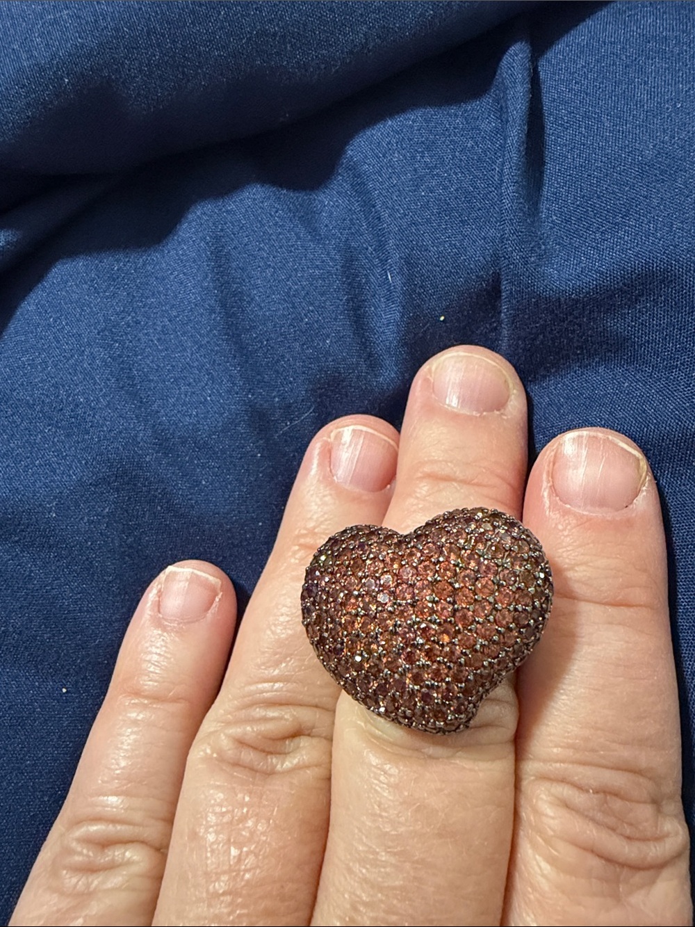 Heart-Shaped Pavé Ring in Red